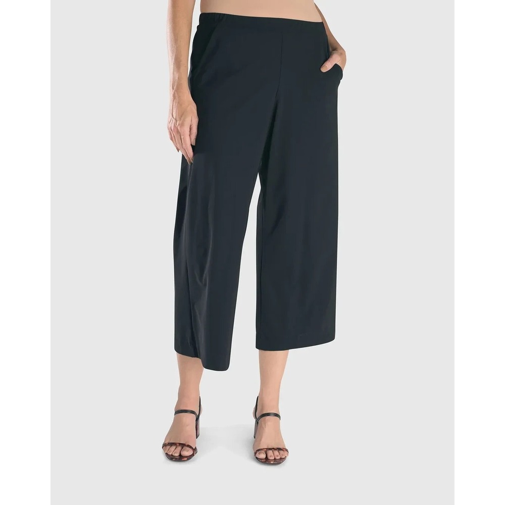 Alembika Tekbika Black Essential Crop Pants Stretch Wide Leg US 16 -18 Lagenlook